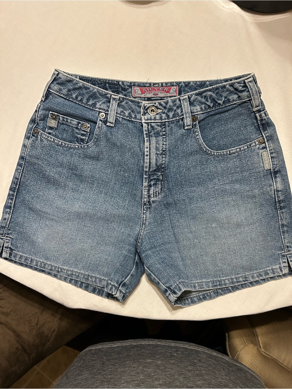 Vintage Silver Cotton Light Blue Denim Women's Jean Shorts 30